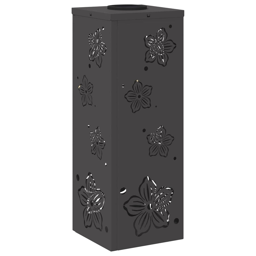 Solar Led Pad Licht 2 Pcs Koudgewalst Staal 18 x 18 x 50 cm Zwart Vijf-blaadjes bloem