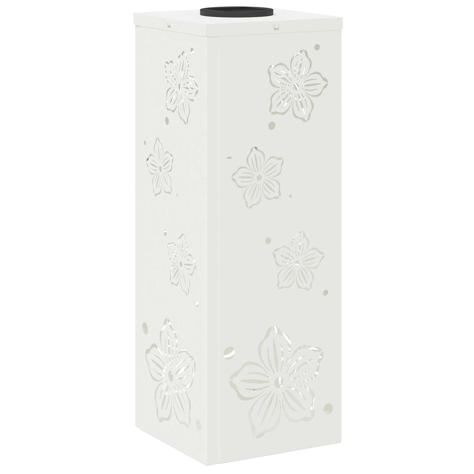 Solar Led Pad Licht 2 Pcs Koudgewalst Staal 18 x 18 x 50 cm Wit Vijf-blaadjes bloem