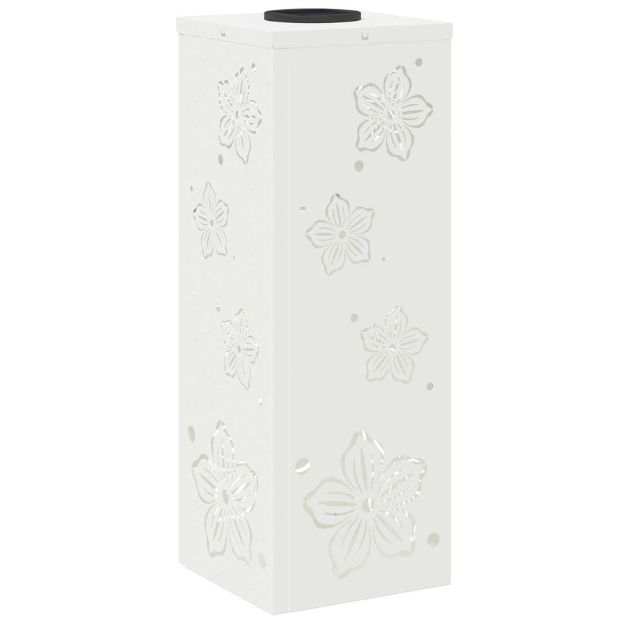 Solar Led Pad Licht 2 Pcs Koudgewalst Staal 18 x 18 x 50 cm Wit Vijf-blaadjes bloem