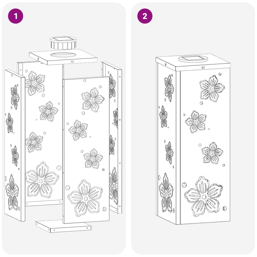 Solar Led Pad Licht 2 Pcs Koudgewalst Staal 18 x 18 x 50 cm Antraciet Vijf-blaadjes bloem