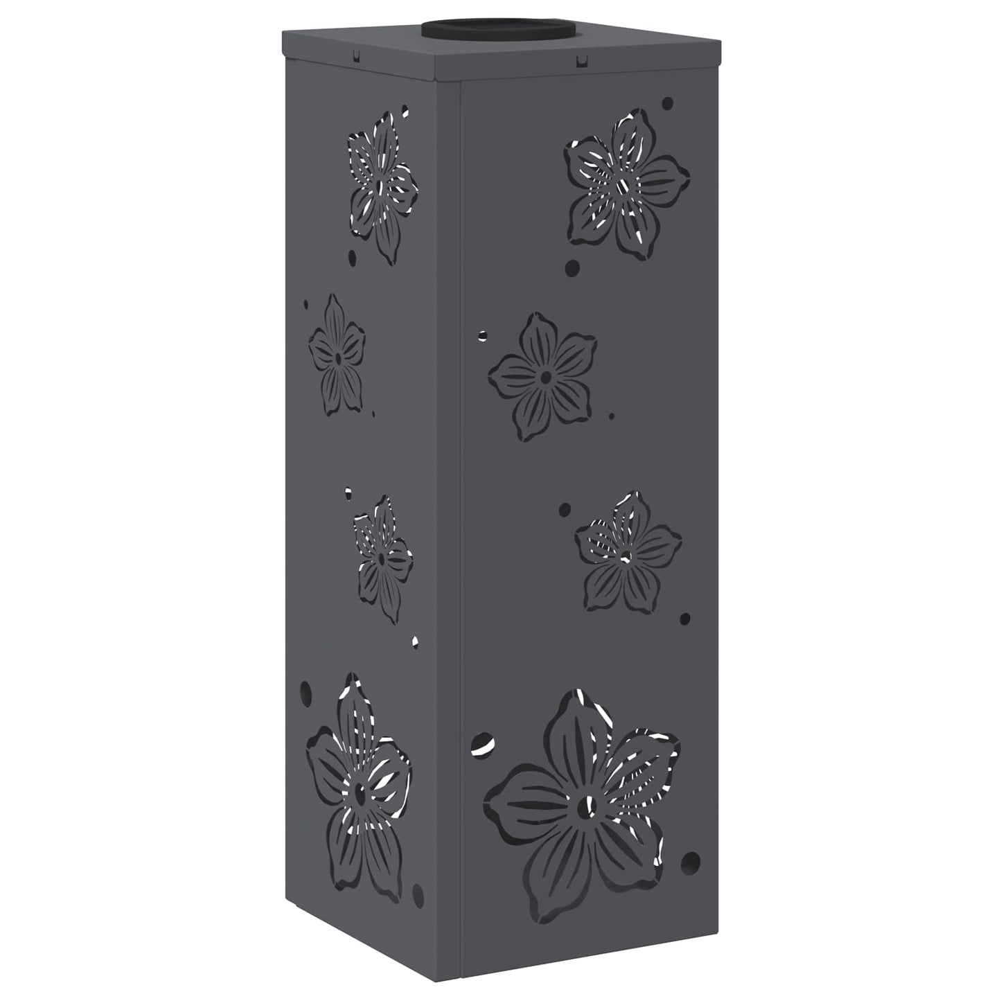 Solar Led Pad Licht 2 Pcs Koudgewalst Staal 18 x 18 x 50 cm Antraciet Vijf-blaadjes bloem
