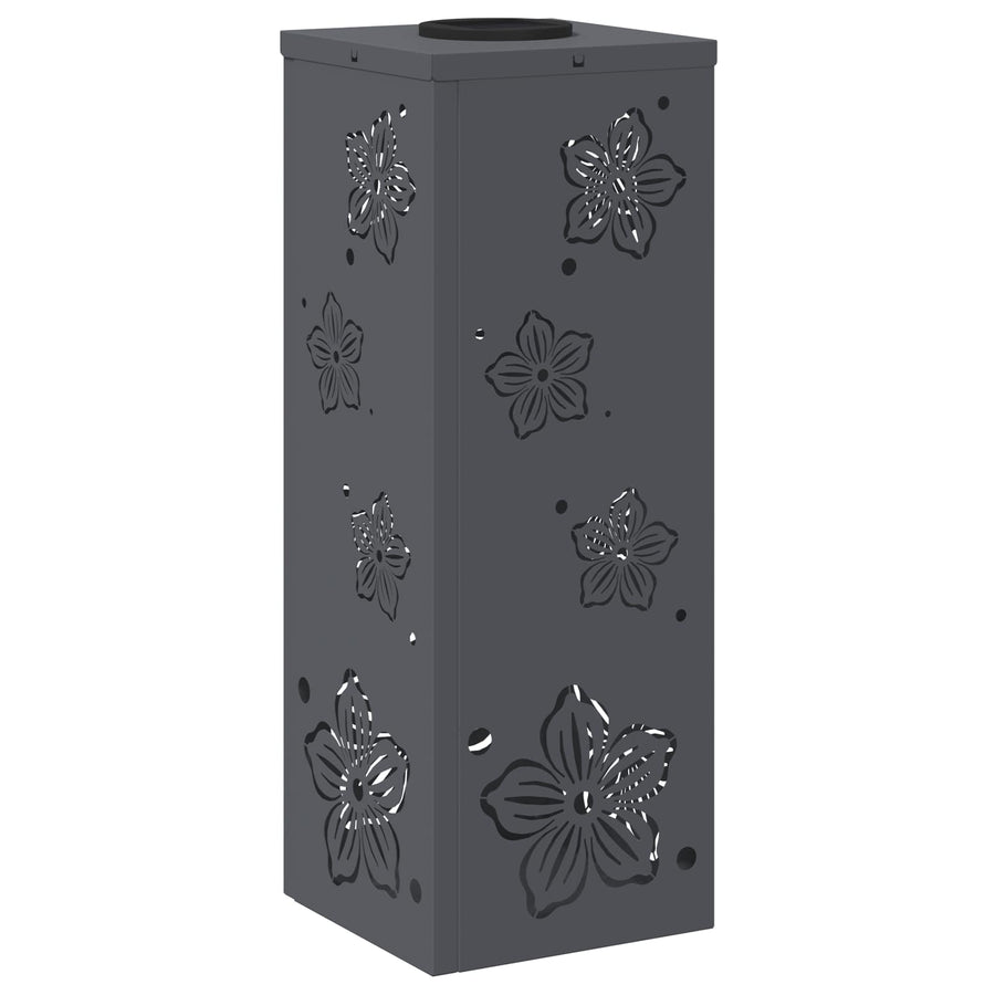 Solar Led Pad Licht 2 Pcs Koudgewalst Staal 18 x 18 x 50 cm Antraciet Vijf-blaadjes bloem