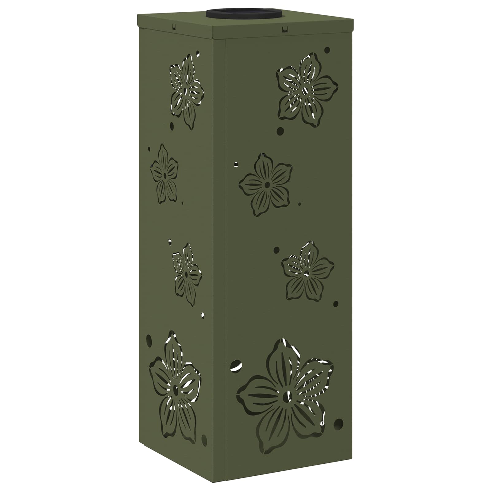 Solar Led Pad Licht 2 Pcs Olijf Groen Koudgewalst Staal 18 x 18 x 50 cm Olijfgroen Vijf-blaadjes bloem