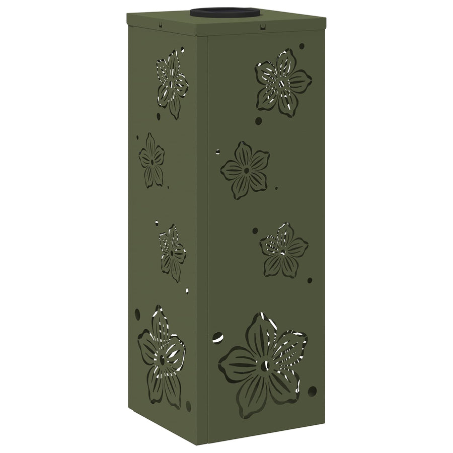 Solar Led Pad Licht 2 Pcs Olijf Groen Koudgewalst Staal 18 x 18 x 50 cm Olijfgroen Vijf-blaadjes bloem