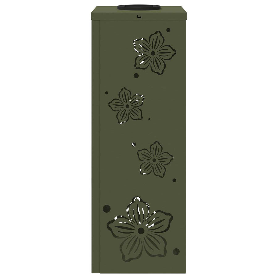 Solar Led Pad Licht 2 Pcs Olijf Groen Koudgewalst Staal 18 x 18 x 50 cm Olijfgroen Vijf-blaadjes bloem