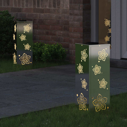 Solar Led Pad Licht 2 Pcs 18 x 18 x 50 cm Roestvrij staal Vijf-blaadjes bloem