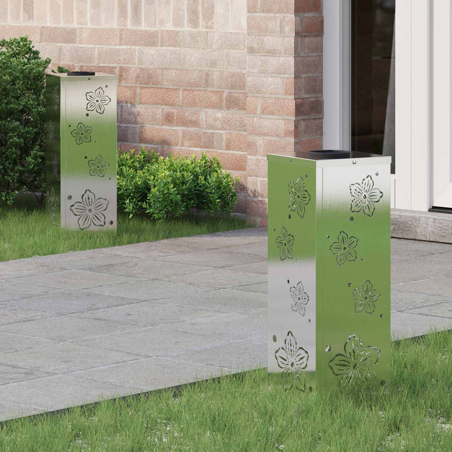 Solar Led Pad Licht 2 Pcs 18 x 18 x 50 cm Roestvrij staal Vijf-blaadjes bloem