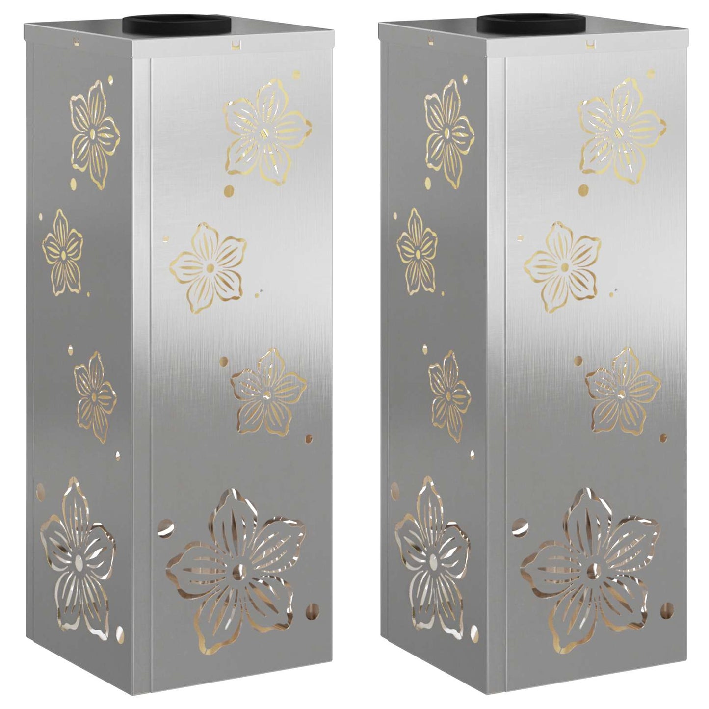Solar Led Pad Licht 2 Pcs 18 x 18 x 50 cm Roestvrij staal Vijf-blaadjes bloem