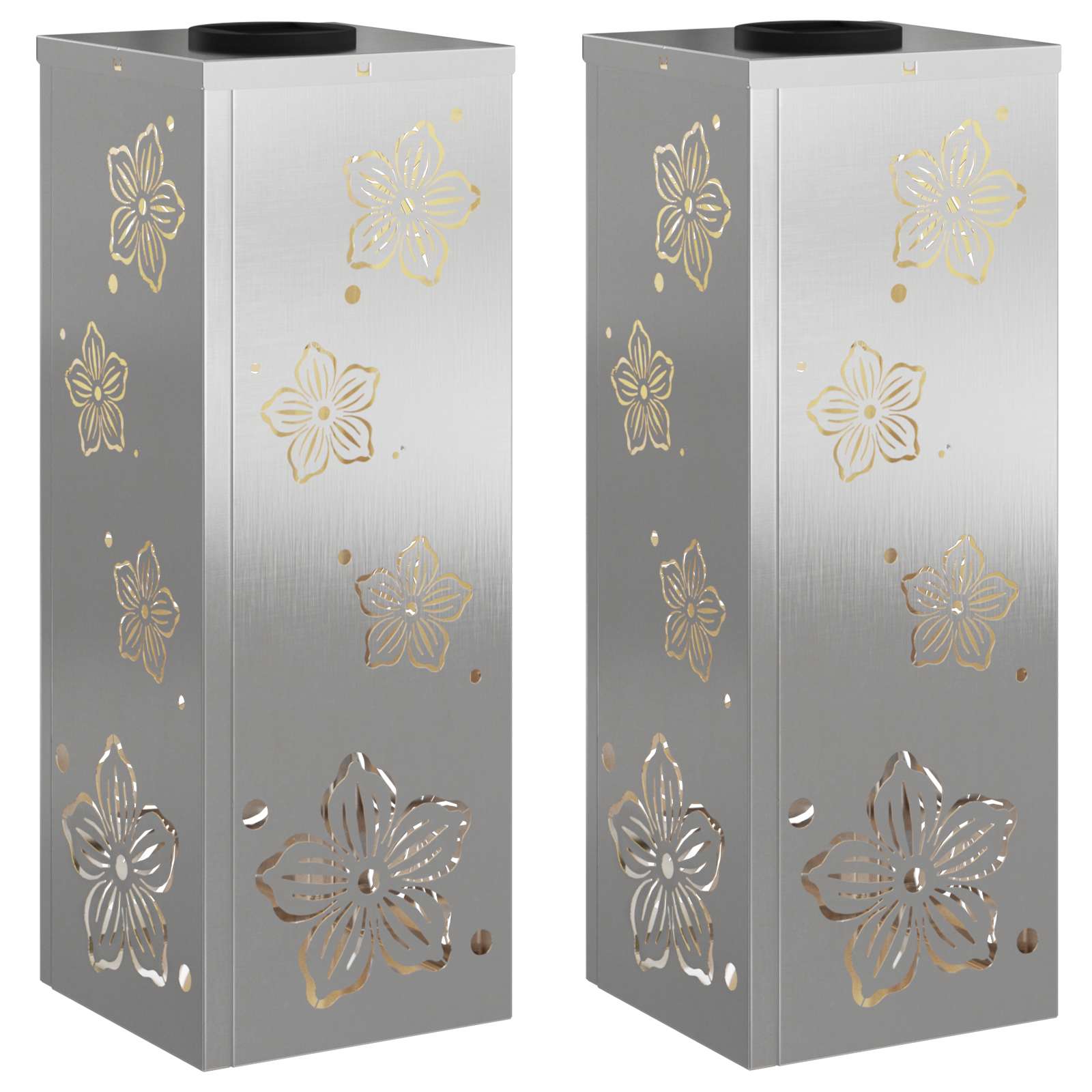Solar Led Pad Licht 2 Pcs 18 x 18 x 50 cm Roestvrij staal Vijf-blaadjes bloem