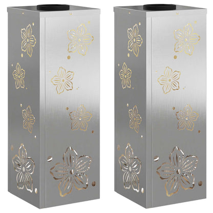 Solar Led Pad Licht 2 Pcs 18 x 18 x 50 cm Roestvrij staal Vijf-blaadjes bloem
