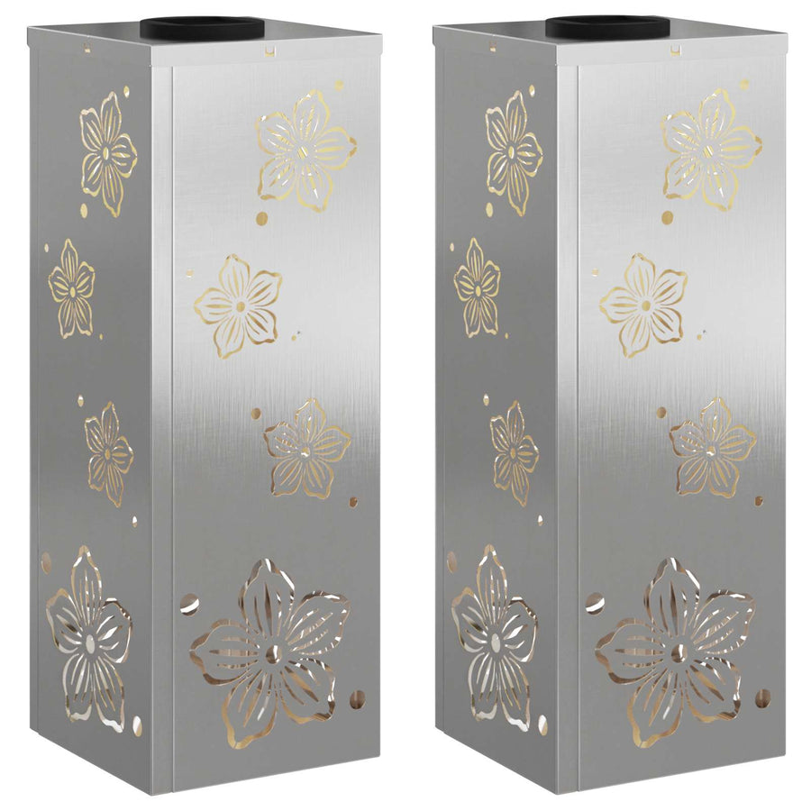 Solar Led Pad Licht 2 Pcs 18 x 18 x 50 cm Roestvrij staal Vijf-blaadjes bloem