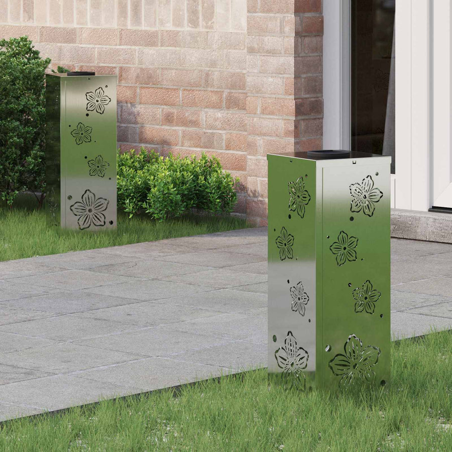 Solar Led Pad Licht 2 Pcs Gegalvaniseerd Gegalvaniseerd 18 x 18 x 50 cm Geëgalvaniseerd staal Vijf-blaadjes bloem