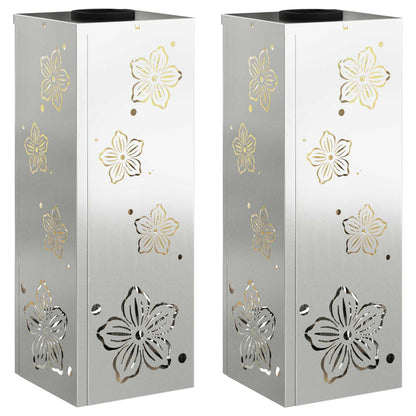 Solar Led Pad Licht 2 Pcs Gegalvaniseerd Gegalvaniseerd 18 x 18 x 50 cm Geëgalvaniseerd staal Vijf-blaadjes bloem
