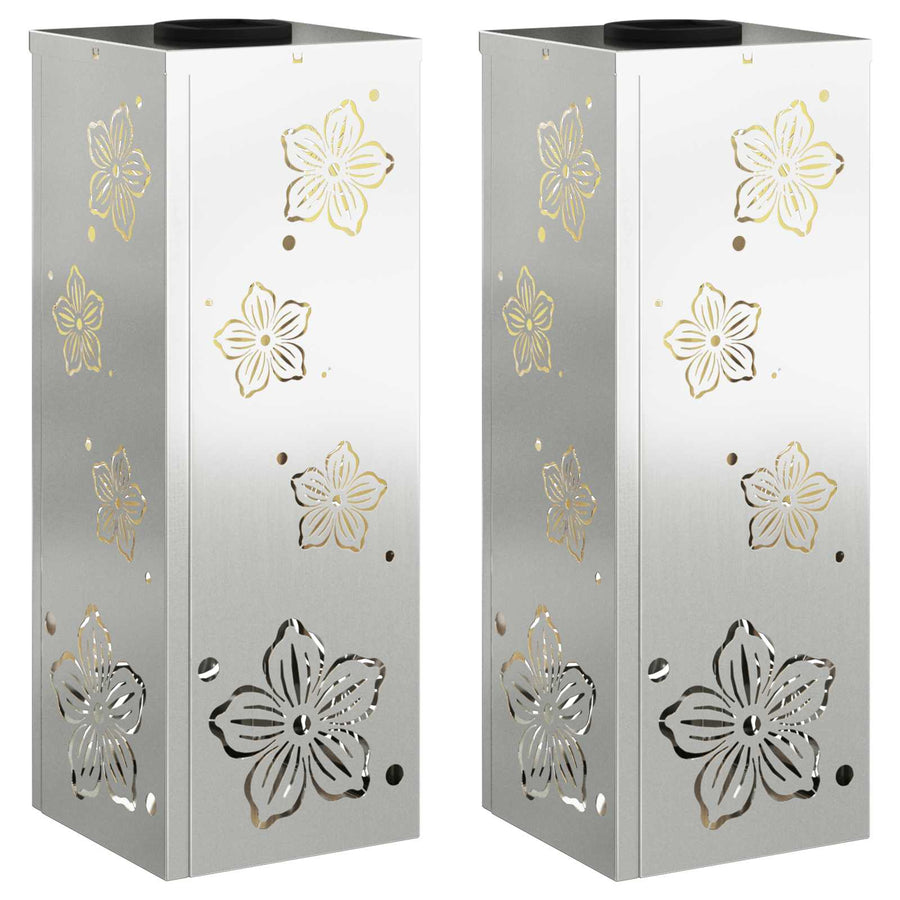 Solar Led Pad Licht 2 Pcs Gegalvaniseerd Gegalvaniseerd 18 x 18 x 50 cm Geëgalvaniseerd staal Vijf-blaadjes bloem