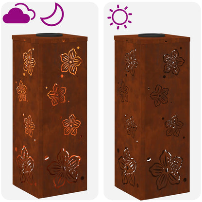 Solar Led Pad Licht 2 Pcs 18 x 18 x 50 cm Cortenstaal Vijf-blaadjes bloem