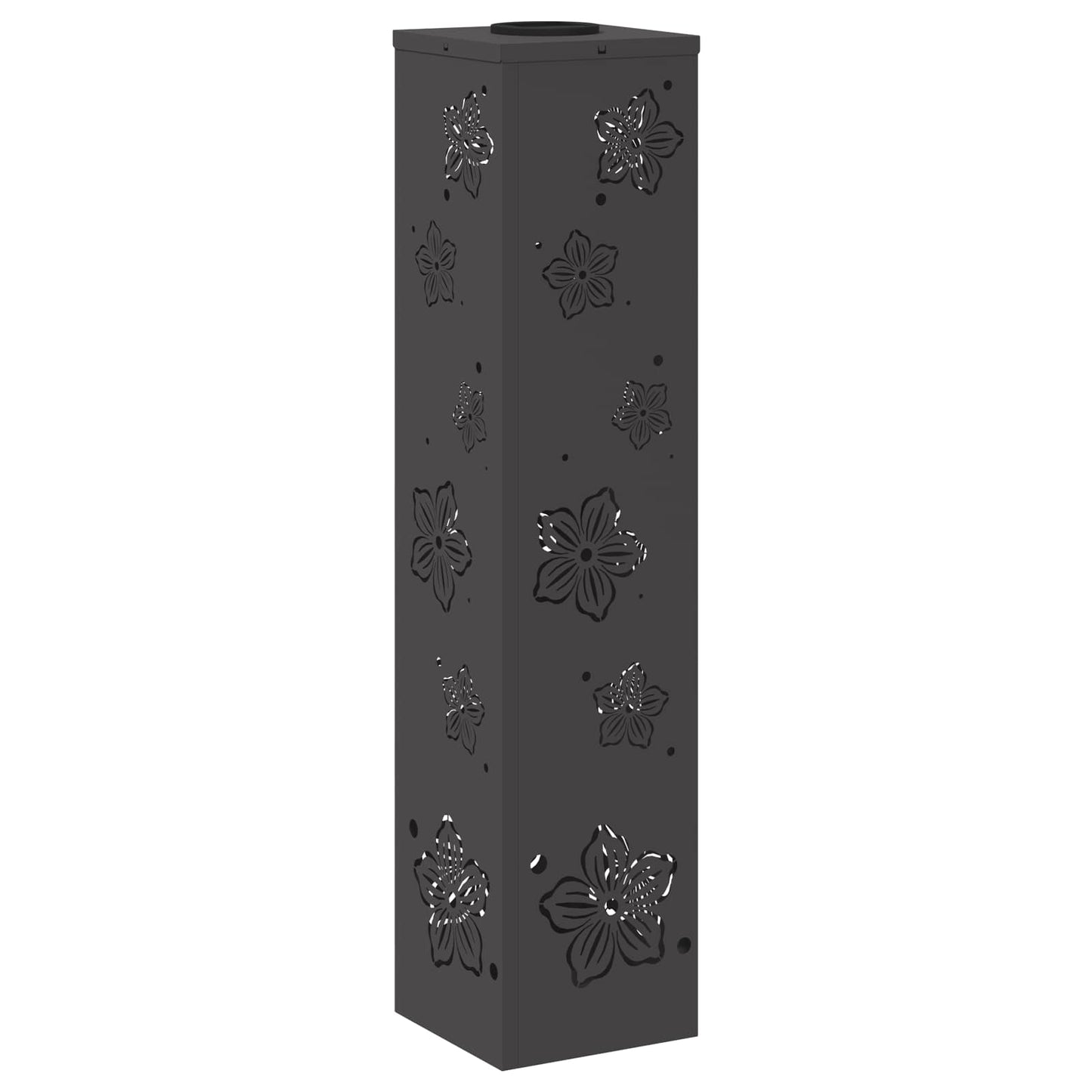 Solar Led Pad Licht 2 Pcs Koudgewalst Staal 18 x 18 x 80 cm Zwart Vijf-blaadjes bloem