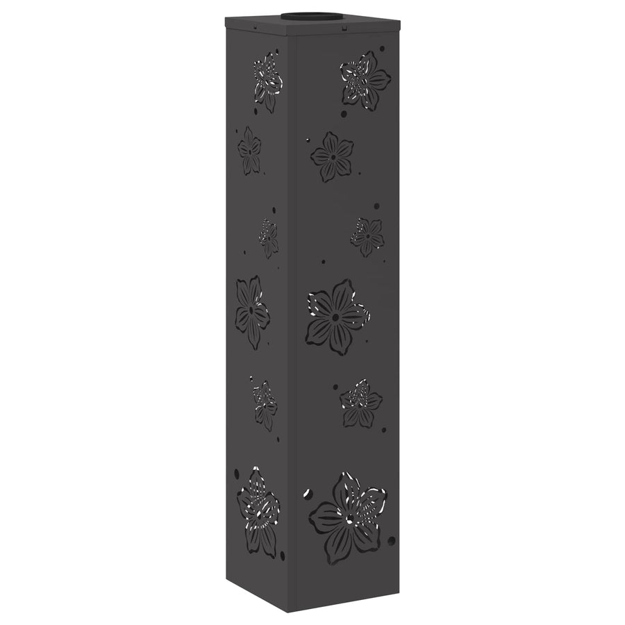 Solar Led Pad Licht 2 Pcs Koudgewalst Staal 18 x 18 x 80 cm Zwart Vijf-blaadjes bloem