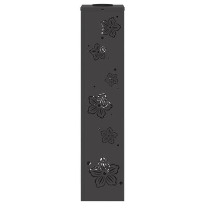 Solar Led Pad Licht 2 Pcs Koudgewalst Staal 18 x 18 x 80 cm Zwart Vijf-blaadjes bloem