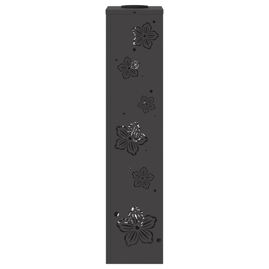 Solar Led Pad Licht 2 Pcs Koudgewalst Staal 18 x 18 x 80 cm Zwart Vijf-blaadjes bloem