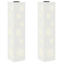 Solar Led Pad Licht 2 Pcs Koudgewalst Staal 18 x 18 x 80 cm Wit Vijf-blaadjes bloem