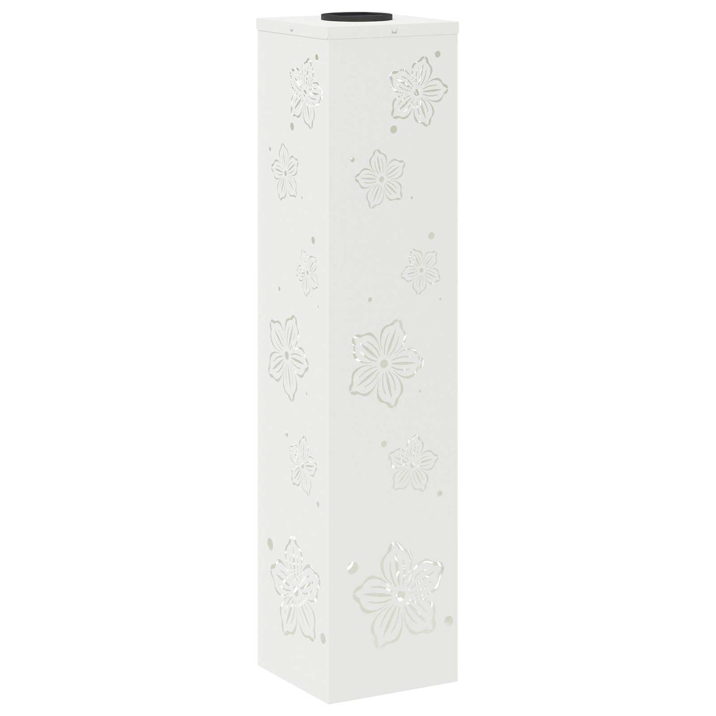 Solar Led Pad Licht 2 Pcs Koudgewalst Staal 18 x 18 x 80 cm Wit Vijf-blaadjes bloem