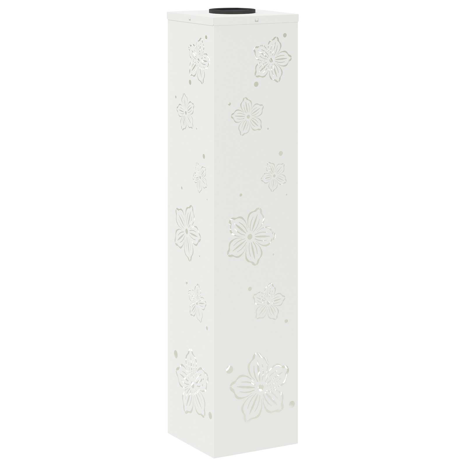 Solar Led Pad Licht 2 Pcs Koudgewalst Staal 18 x 18 x 80 cm Wit Vijf-blaadjes bloem