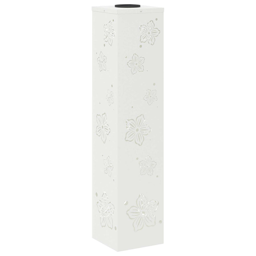 Solar Led Pad Licht 2 Pcs Koudgewalst Staal 18 x 18 x 80 cm Wit Vijf-blaadjes bloem