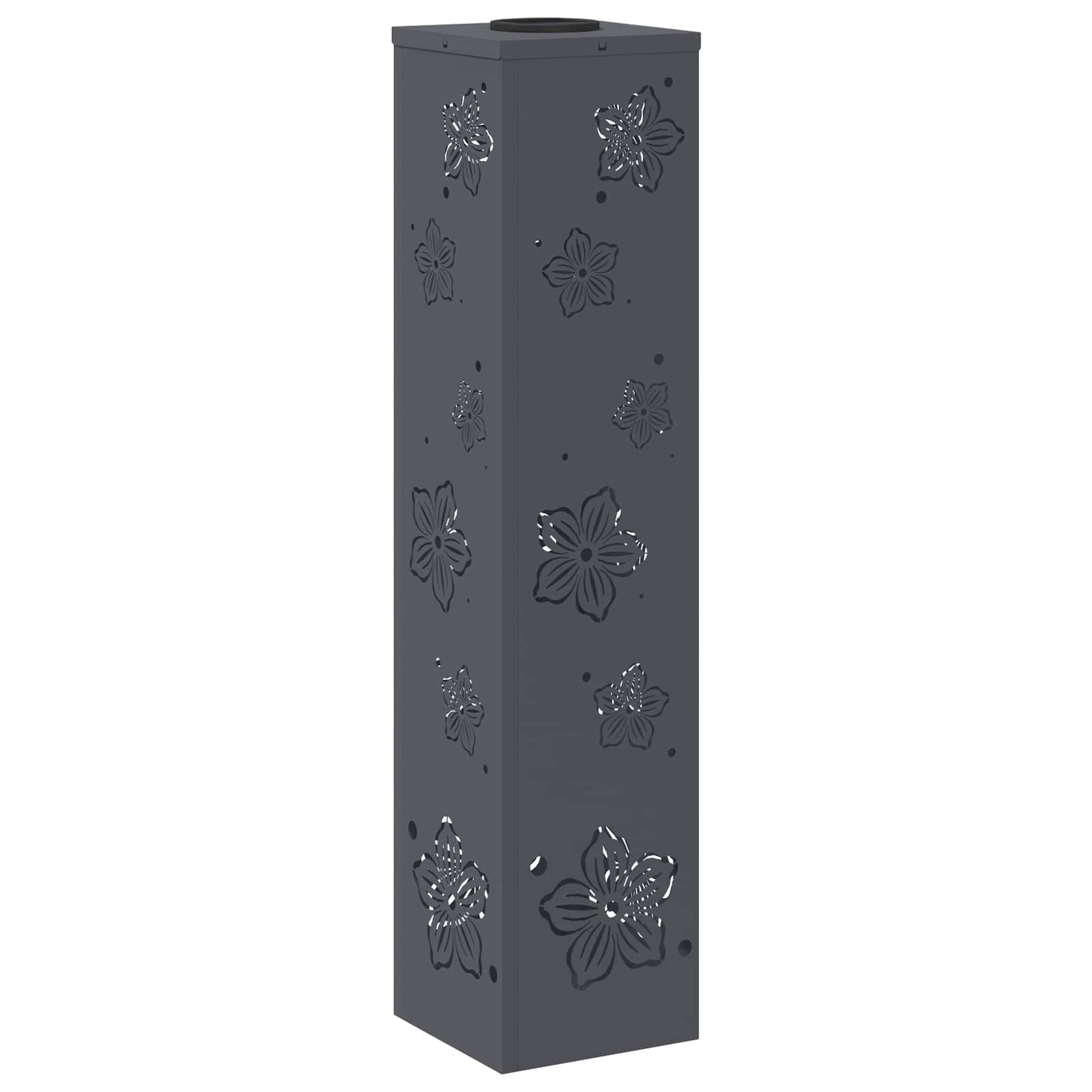 Solar Led Pad Licht 2 Pcs Koudgewalst Staal 18 x 18 x 80 cm Antraciet Vijf-blaadjes bloem