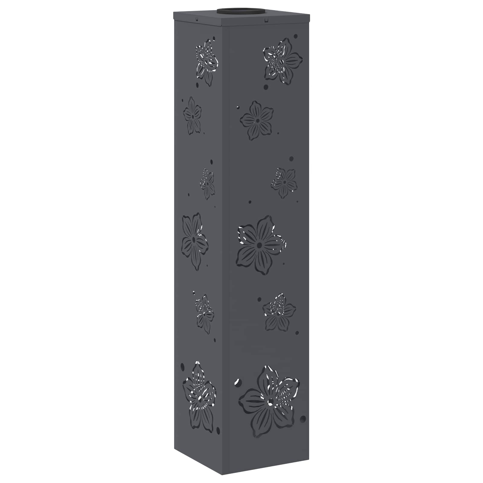 Solar Led Pad Licht 2 Pcs Koudgewalst Staal 18 x 18 x 80 cm Antraciet Vijf-blaadjes bloem