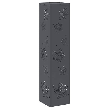 Solar Led Pad Licht 2 Pcs Koudgewalst Staal 18 x 18 x 80 cm Antraciet Vijf-blaadjes bloem