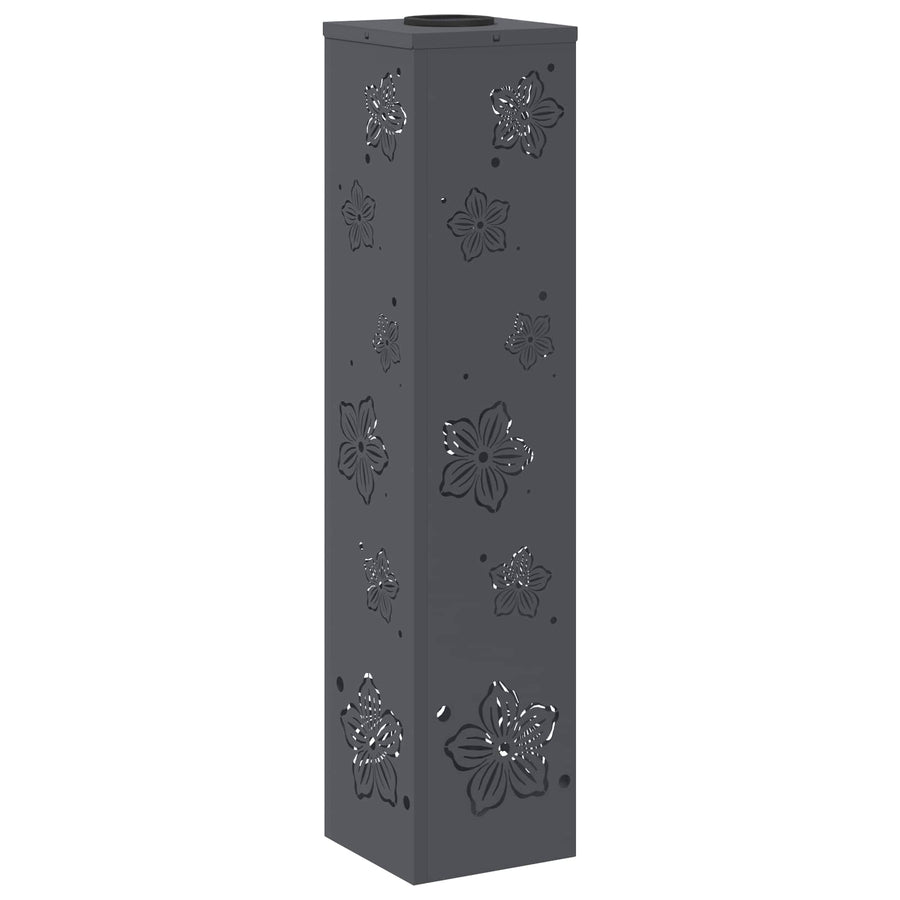Solar Led Pad Licht 2 Pcs Koudgewalst Staal 18 x 18 x 80 cm Antraciet Vijf-blaadjes bloem
