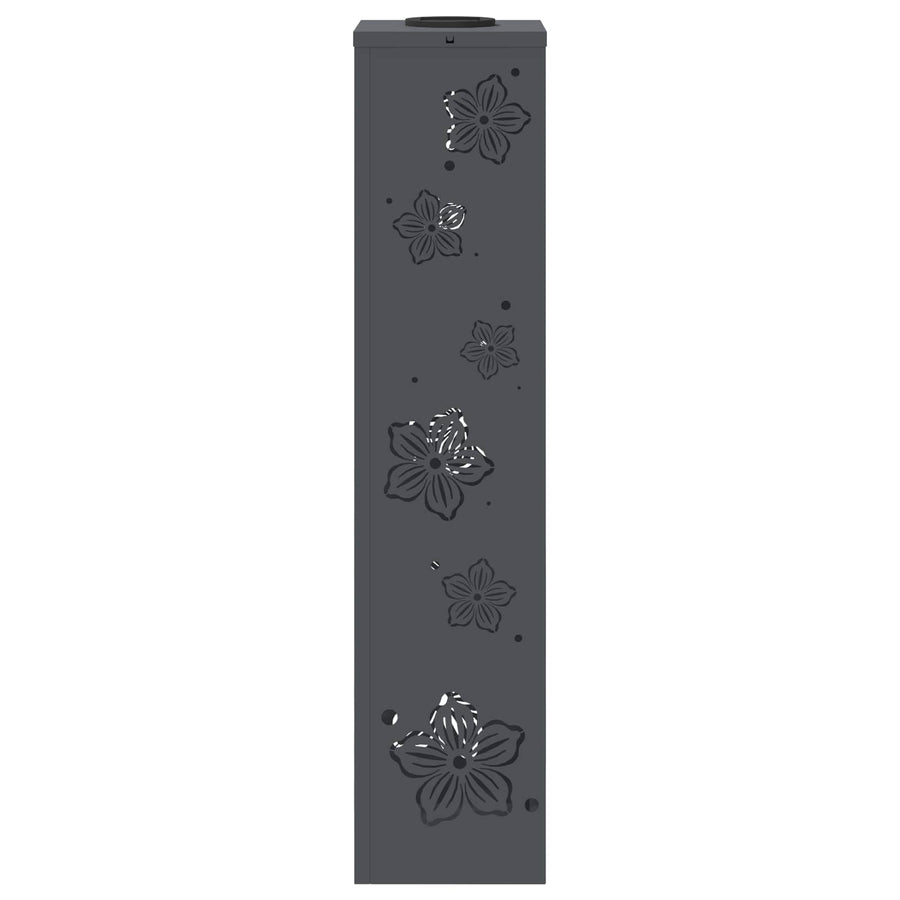 Solar Led Pad Licht 2 Pcs Koudgewalst Staal 18 x 18 x 80 cm Antraciet Vijf-blaadjes bloem