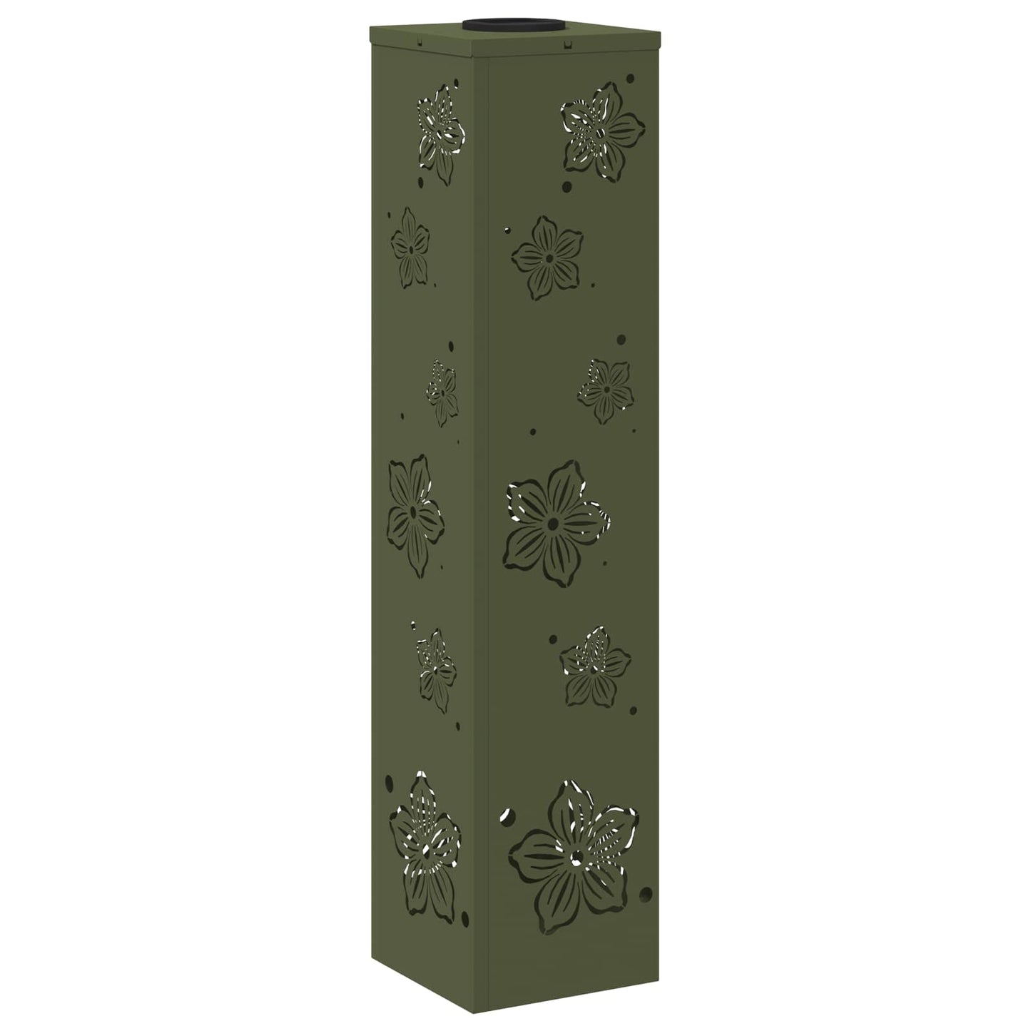 Solar Led Pad Licht 2 Pcs Olijf Groen Koudgewalst Staal 18 x 18 x 80 cm Olijfgroen Vijf-blaadjes bloem