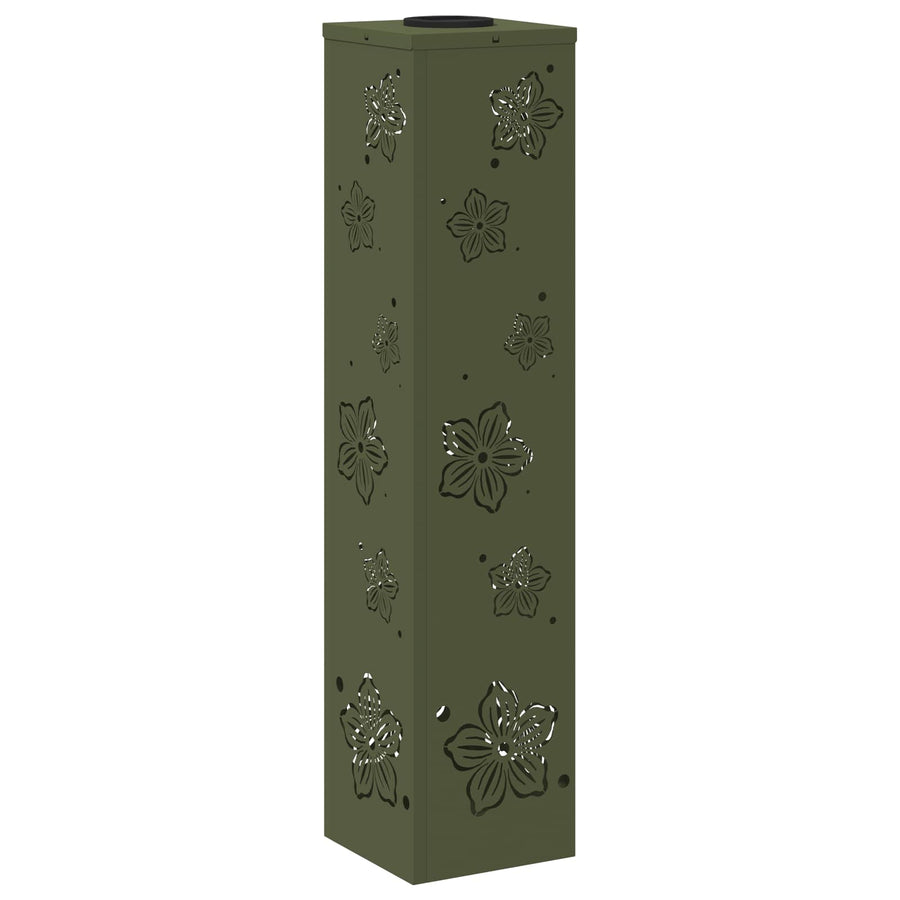 Solar Led Pad Licht 2 Pcs Olijf Groen Koudgewalst Staal 18 x 18 x 80 cm Olijfgroen Vijf-blaadjes bloem