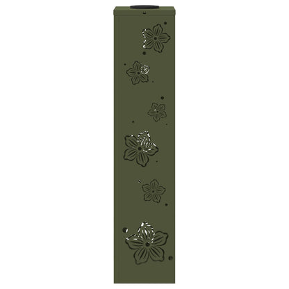 Solar Led Pad Licht 2 Pcs Olijf Groen Koudgewalst Staal 18 x 18 x 80 cm Olijfgroen Vijf-blaadjes bloem