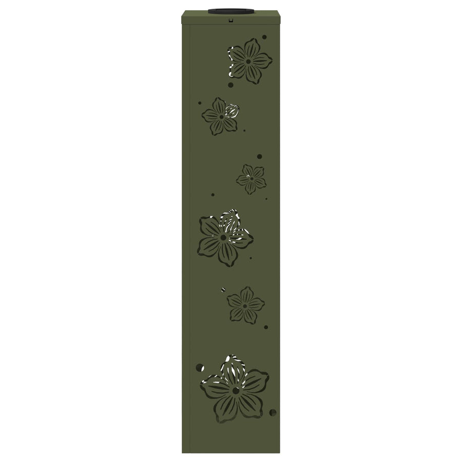 Solar Led Pad Licht 2 Pcs Olijf Groen Koudgewalst Staal 18 x 18 x 80 cm Olijfgroen Vijf-blaadjes bloem