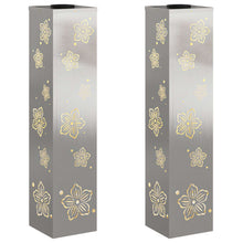 Solar Led Pad Licht 2 Pcs 18 x 18 x 80 cm Roestvrij staal Vijf-blaadjes bloem