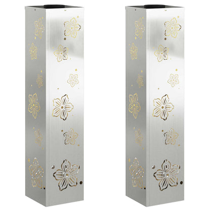 Solar Led Pad Licht 2 Pcs Gegalvaniseerd Gegalvaniseerd 18 x 18 x 80 cm Geëgalvaniseerd staal Vijf-blaadjes bloem