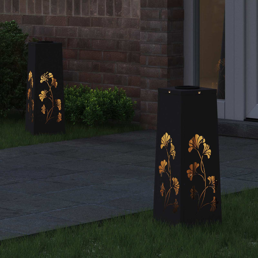 Solar LED Pad Licht 2 pcs Zwart Koudgewalst staal