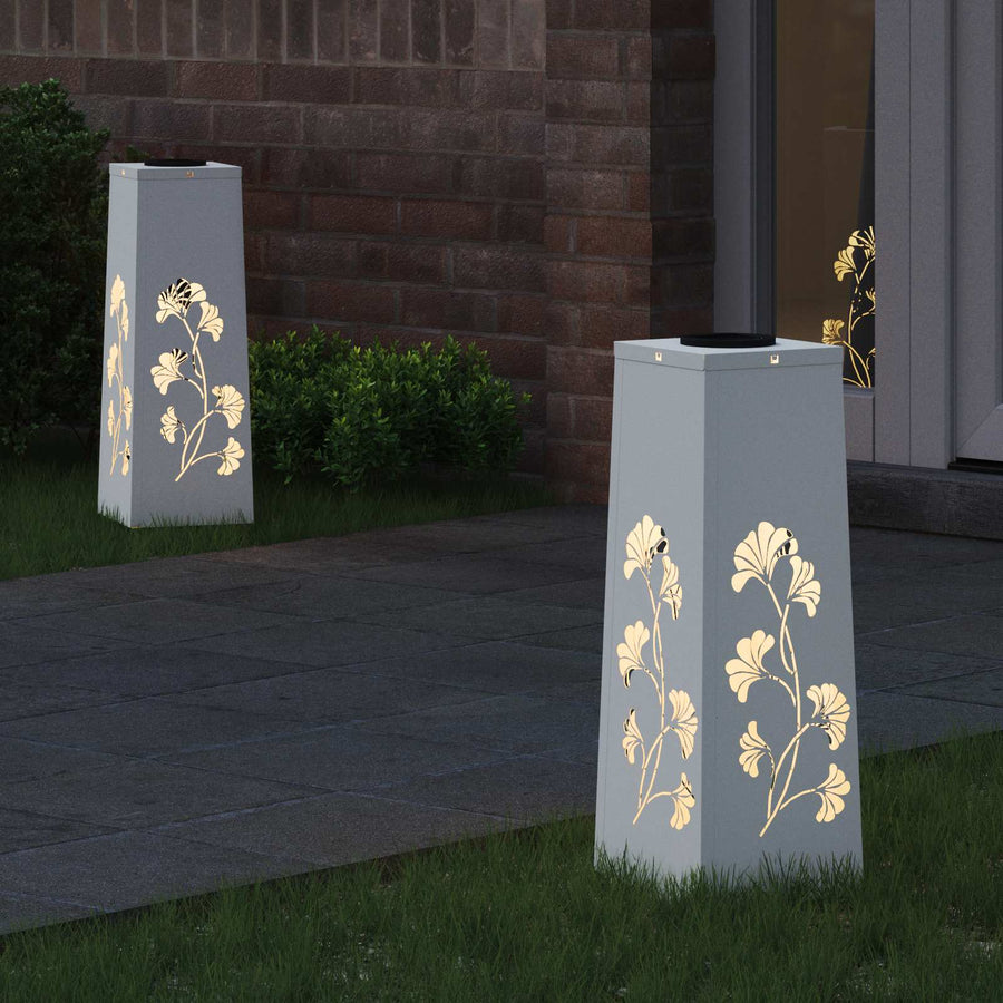 Solar LED Pad Licht 2 pcs Wit Koudgewalst staal