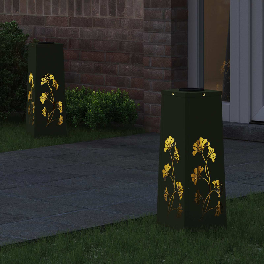 Solar LED Pad Licht 2 pcs Olijf Groen Koudgewalst staal
