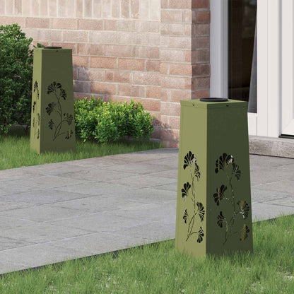 Solar LED Pad Licht 2 pcs Olijf Groen Koudgewalst staal