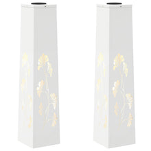 Solar Led Pad Licht 2 Pcs Koudgewalst Staal 18 x 18 x 80 cm Wit Tak patroon