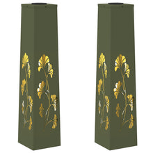Solar Led Pad Licht 2 Pcs Olijf Groen Koudgewalst Staal 18 x 18 x 80 cm Olijfgroen Tak patroon