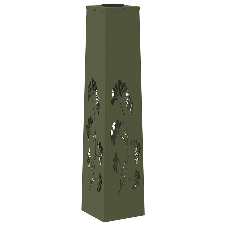 Solar Led Pad Licht 2 Pcs Olijf Groen Koudgewalst Staal 18 x 18 x 80 cm Olijfgroen Tak patroon