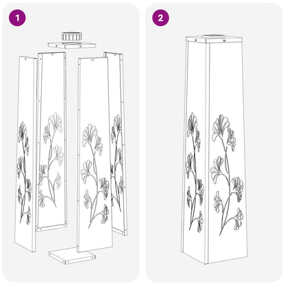 Solar Led Pad Licht 2 Pcs Gegalvaniseerd Gegalvaniseerd 18 x 18 x 80 cm Geëgalvaniseerd staal Tak patroon