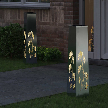 Solar Led Pad Licht 2 Pcs Gegalvaniseerd Gegalvaniseerd 18 x 18 x 80 cm Geëgalvaniseerd staal Tak patroon
