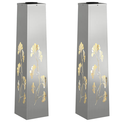 Solar Led Pad Licht 2 Pcs Gegalvaniseerd Gegalvaniseerd 18 x 18 x 80 cm Geëgalvaniseerd staal Tak patroon