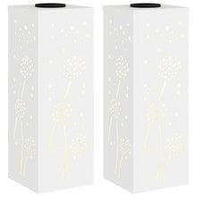 Solar Led Pad Licht 2 Pcs Koudgewalst Staal 18 x 18 x 50 cm Wit Paardenbloem patroon