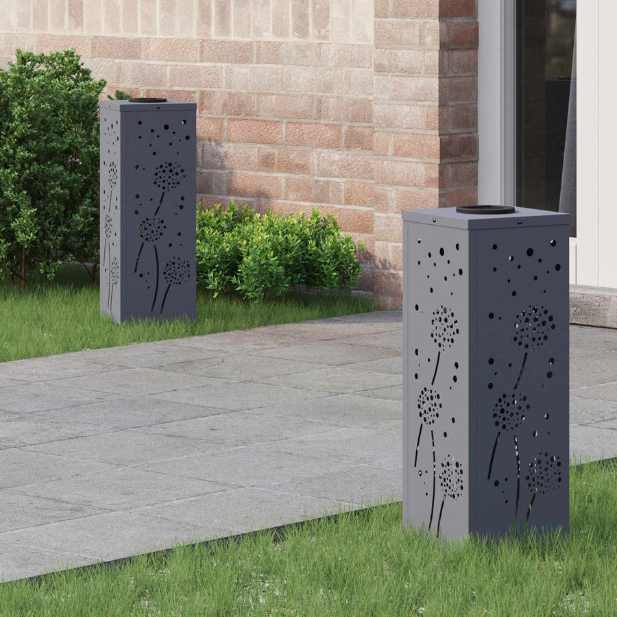 Solar Led Pad Licht 2 Pcs Koudgewalst Staal 18 x 18 x 50 cm Antraciet Paardenbloem patroon